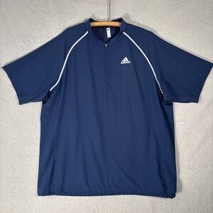 Adidas Short Sleeve 1/4 Zip Jacket Men’s Size XL Navy Blue Blade Collar Cinch